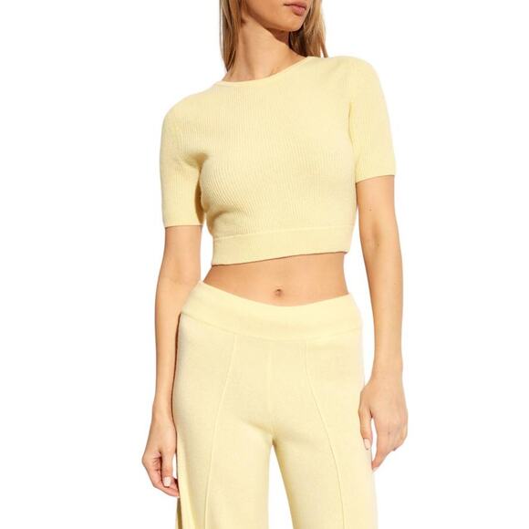 Lisa Yang Josefina 100% Cashmere Open Back Top in Lemon Sorbet 1 S/M - Picture 1 of 4